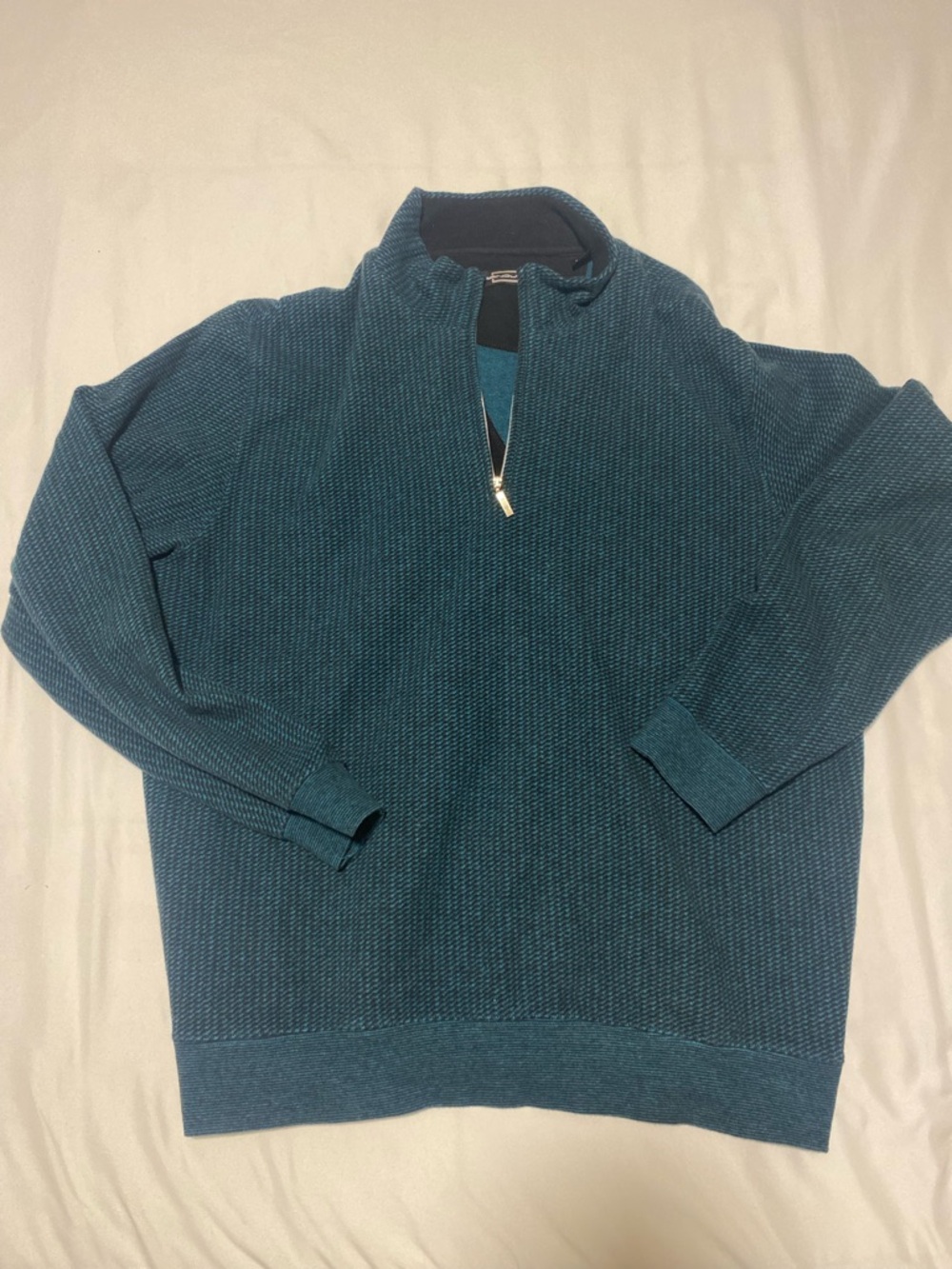 Men's Carnoustie Teal Half-Zip Textured Sweater XL